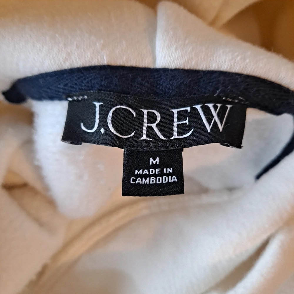J. Crew Ivory Heritage Fleece Cropped Hoodie